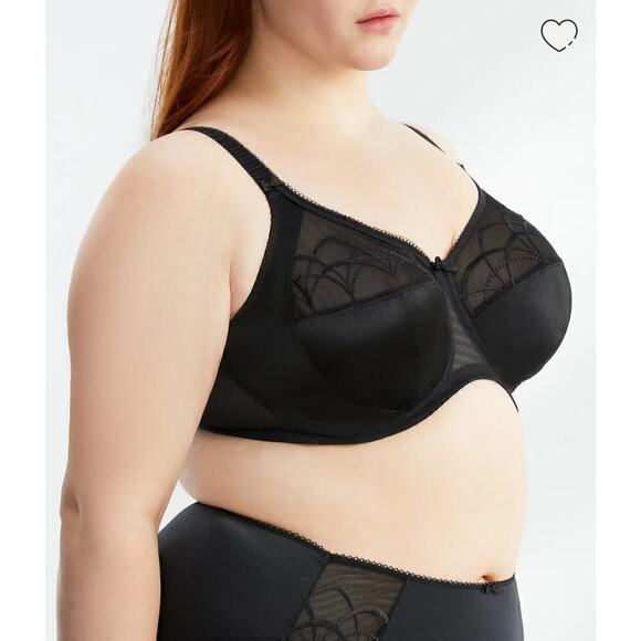 Elomi Cate Side Support Lace Unlined Unwired Bra 46DD Black - Picture 9 of 9